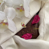 Vriksham Unique Maanga Style Red Jadau Kundan Nath-Pearls-J3007